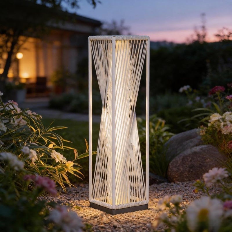 Solar Yard مصباح أرضي شمسي خارجي من الراتنج مع سلة شمسية مقاومة للماء للفناء والحديقة والممر والسطح، دازل دانس (أبيض) - Image 1